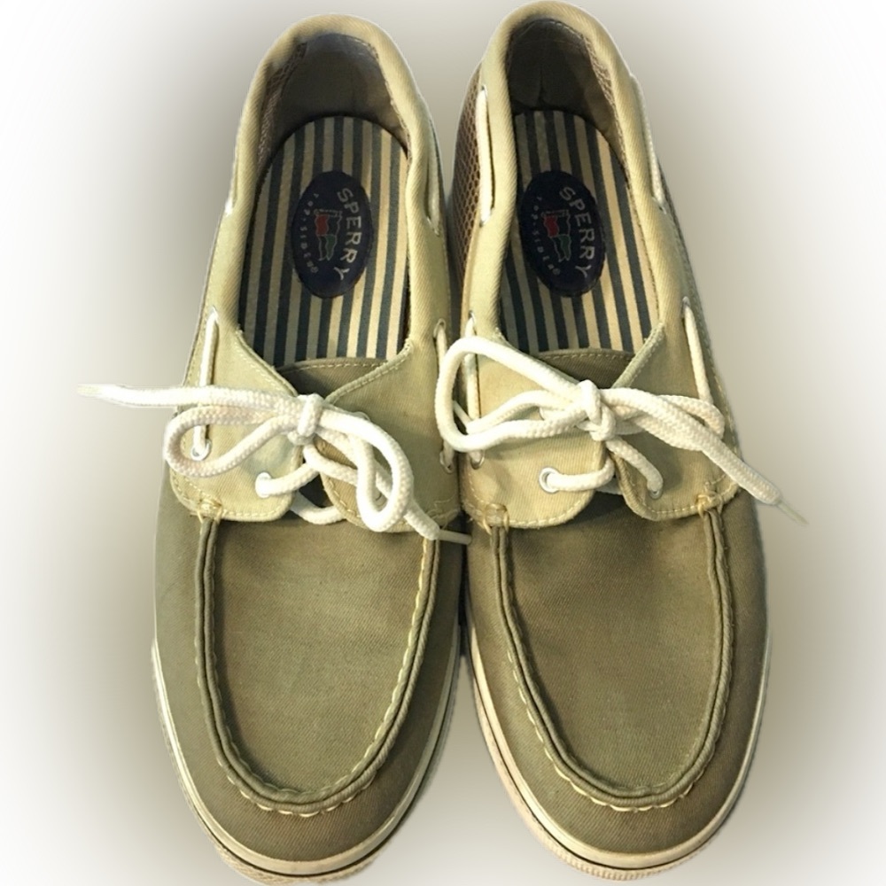 Sperry Top-Sider Khaki Canvas & Mesh Deck Boat